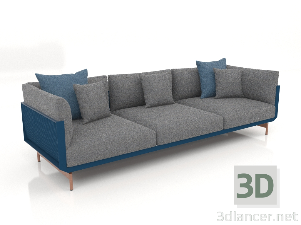 3d model 3-seater sofa (Grey blue) - preview