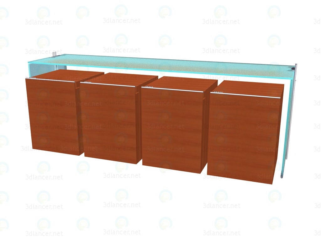 Modelo 3d Buffet de vidro - preview