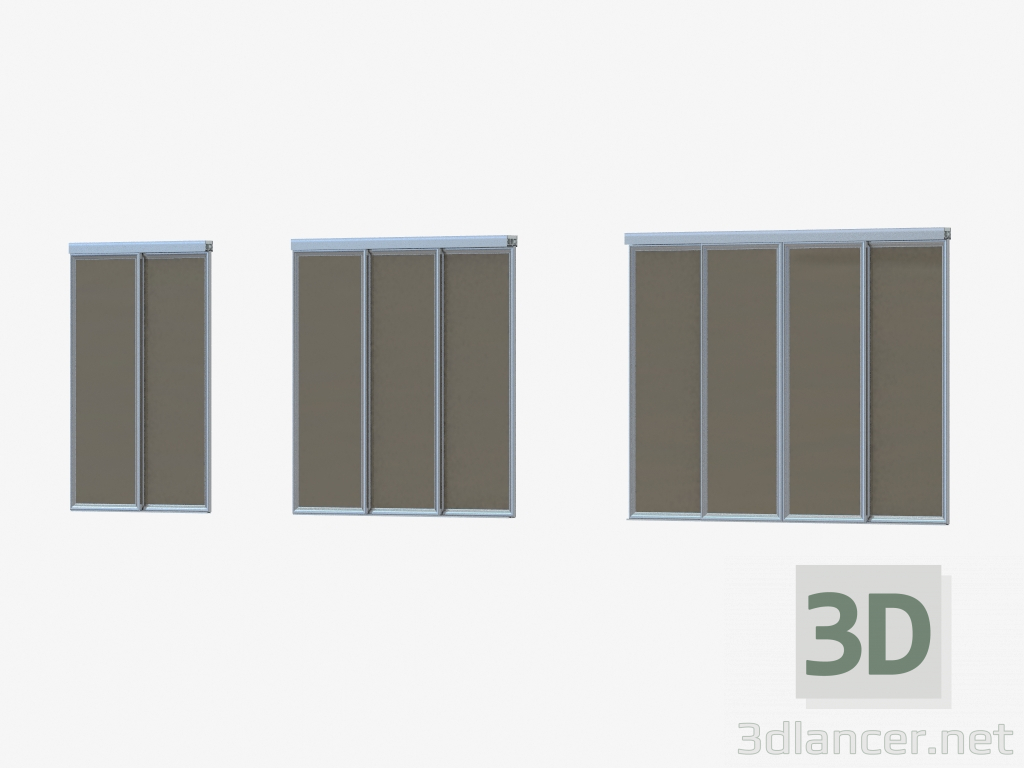 Modelo 3d Partição Interroom A1 (vidro preto prateado brilhante) - preview