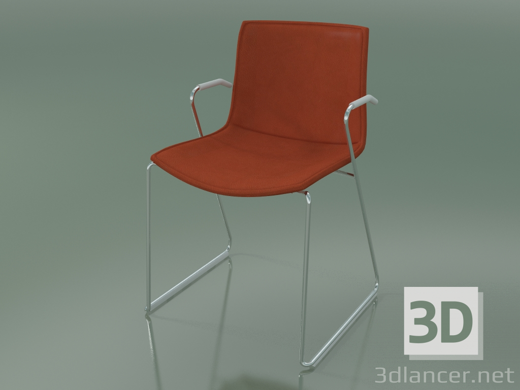 modèle 3D Chaise 0313 (sur un toboggan avec accoudoirs, avec revêtement en cuir amovible, housse 3) - preview