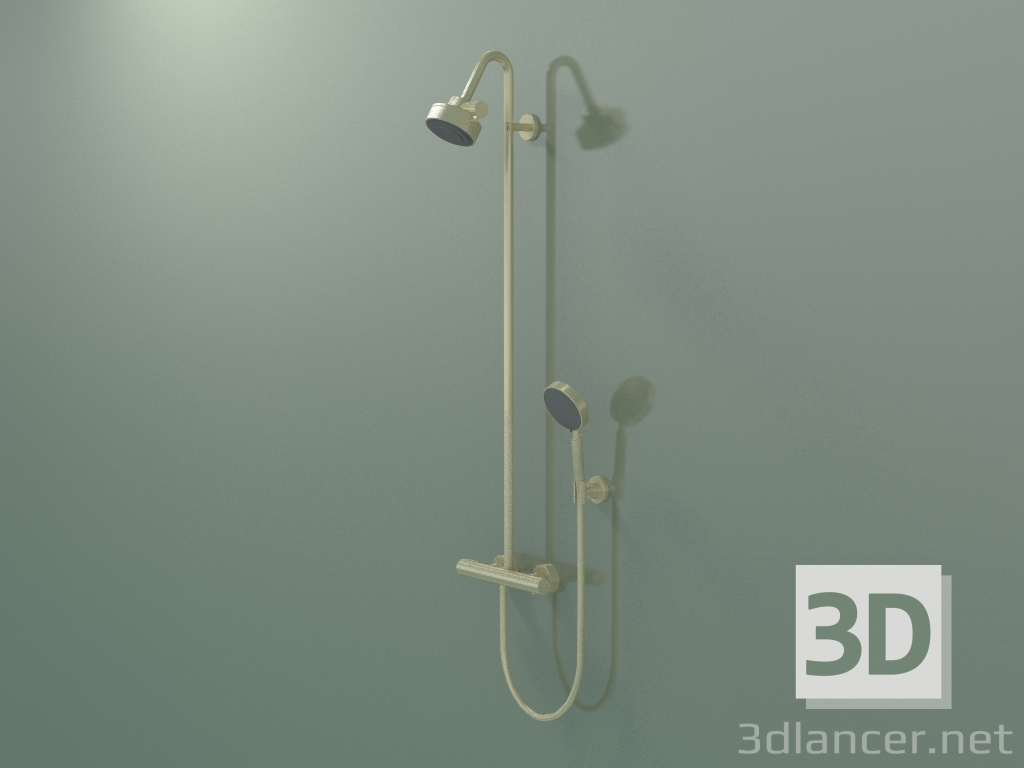 3d model Shower pipe with thermostat and 3jet overhead shower (34640250) - preview