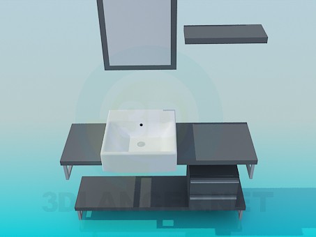 3d model The sink cabinet with drawers - preview