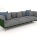 3d model 3-seater sofa (Bottle green) - preview