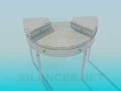 Mesa semi circular com gavetas