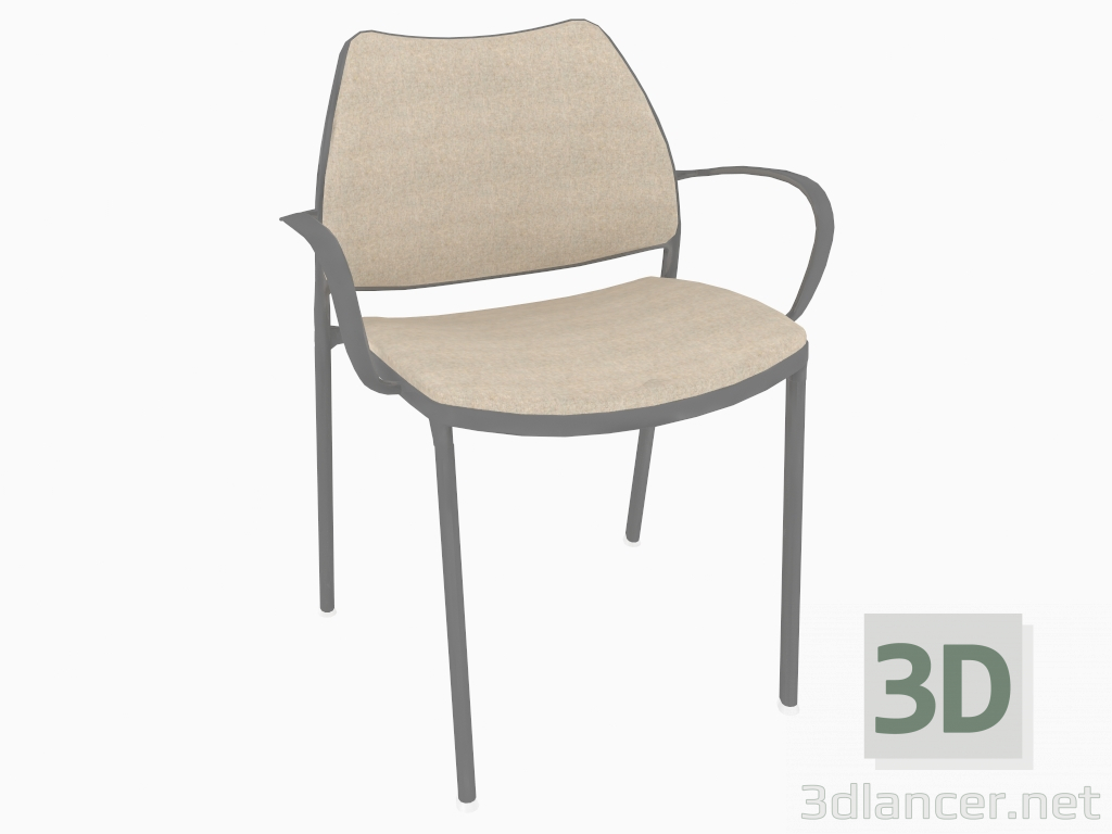 3d model Silla de oficina con estructura negra (con reposabrazos) - vista previa