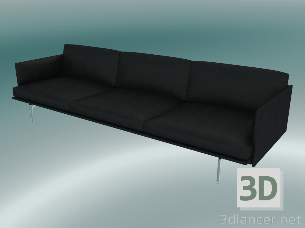 3D Modell Sofa 3,5-Sitzer Outline (Refine Black Leather, poliertes Aluminium) - Vorschau