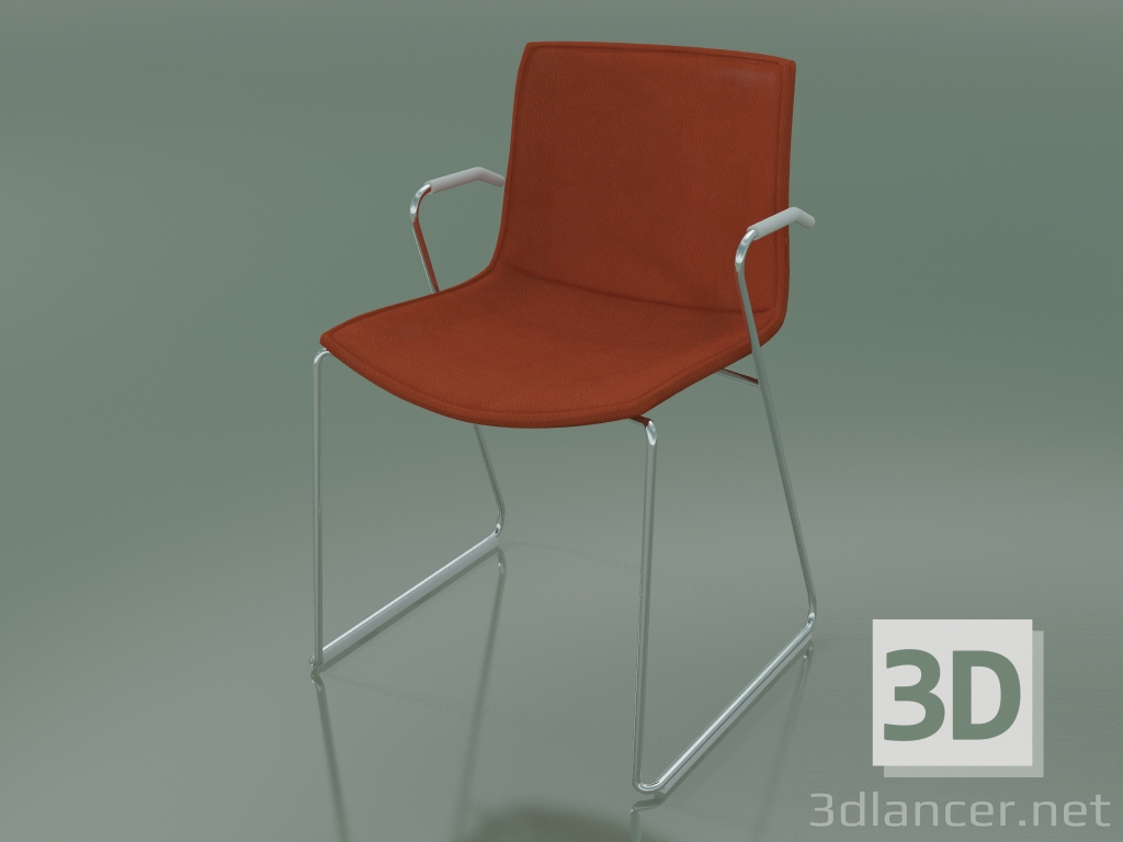 modèle 3D Chaise 0313 (sur rails avec accoudoirs, avec revêtement en cuir amovible, housse 2) - preview