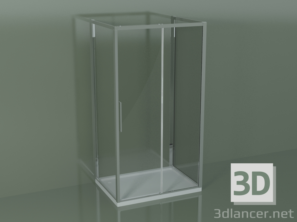 modello 3D Box doccia 3 lati ZG + ZQ + ZF 110 con porta scorrevole centrale - anteprima