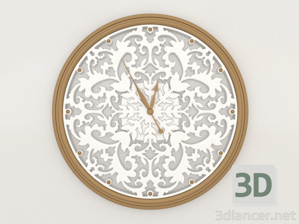 modello 3D Orologio da parete RAFFINATO (oro, 1,5 m) - anteprima