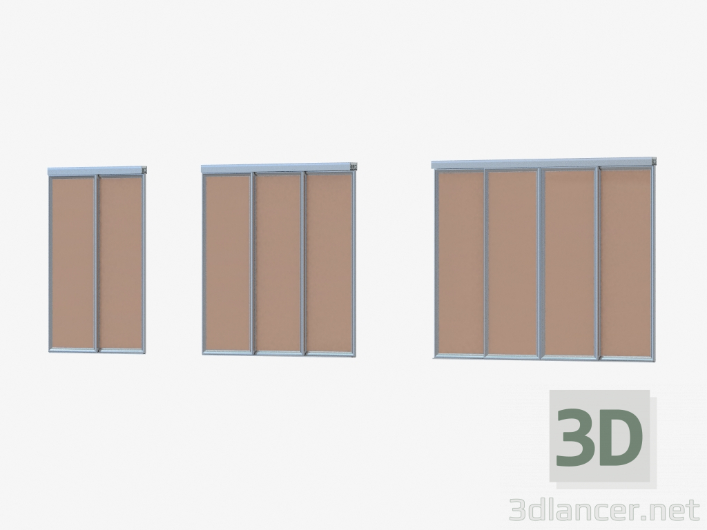 Modelo 3d Partição Interroom A1 (vidro claro bronzeado prateado) - preview