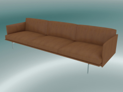 Sofa 3.5-seater Outline (Refine Cognac Leather, Polished Aluminum)