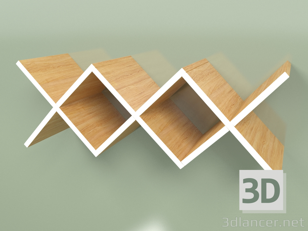 3d model Woo Shelf Estante largo para sala de estar (blanco) - vista previa