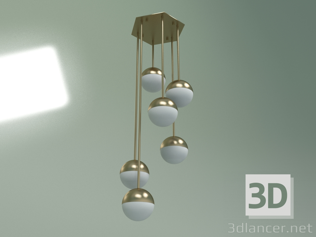 3d model Plafón Italiano Globe Cascading 6 luces - vista previa