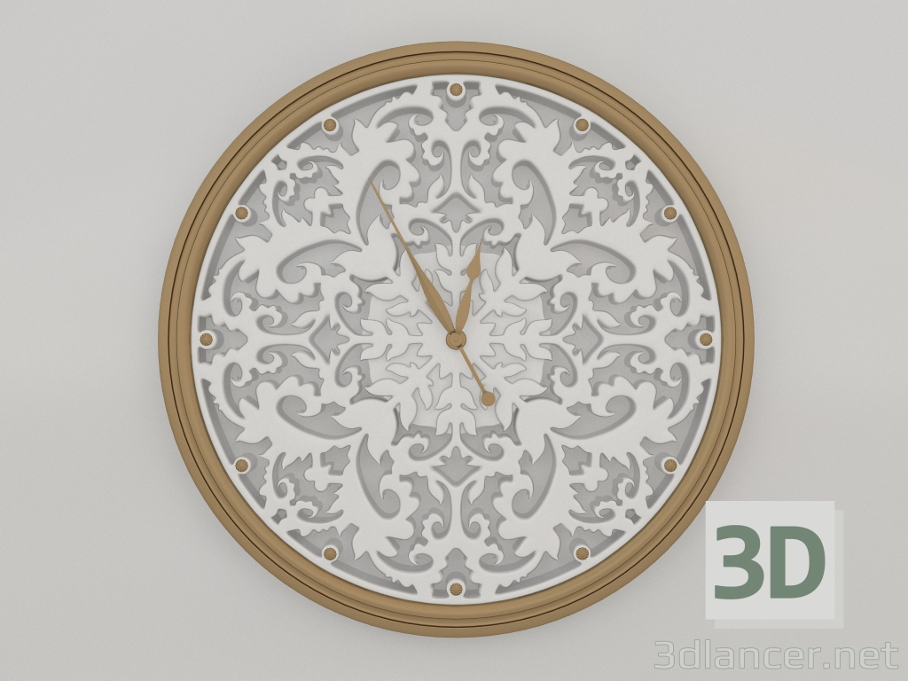 modello 3D Orologio da parete RAFFINATO (oro, 1,5 m) - anteprima