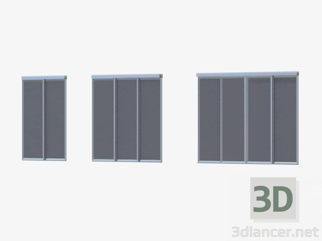 modello 3D Divisione Interroom A1 (vetro argento scuro argento) - anteprima