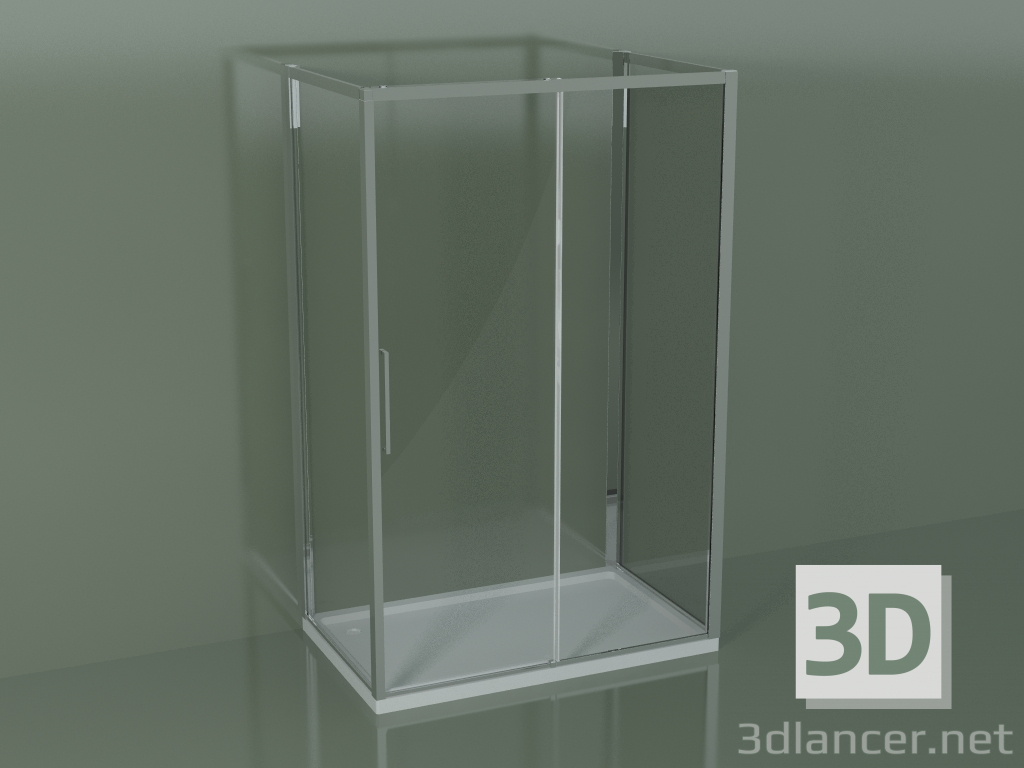 modèle 3D Cabine de douche 3 faces ZG + ZQ + ZF 130 avec une porte coulissante au centre - preview