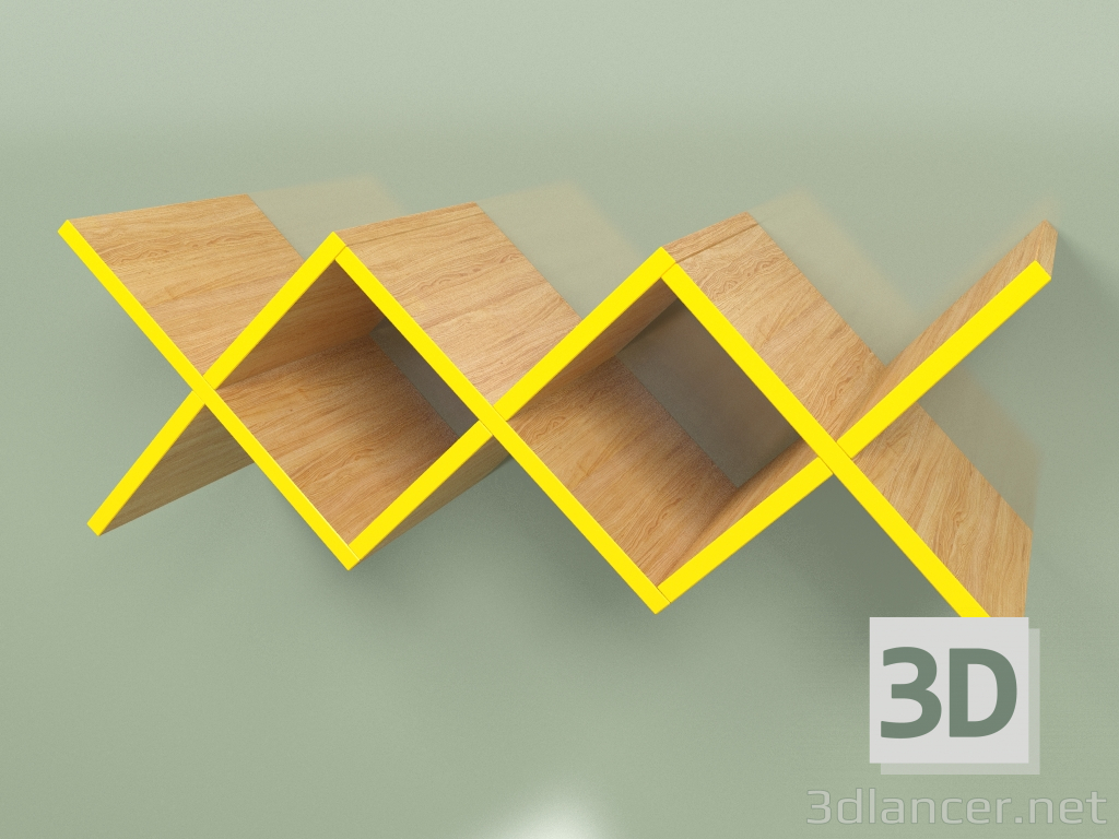 3d model Estante largo de sala de estar Woo Shelf (amarillo mostaza) - vista previa