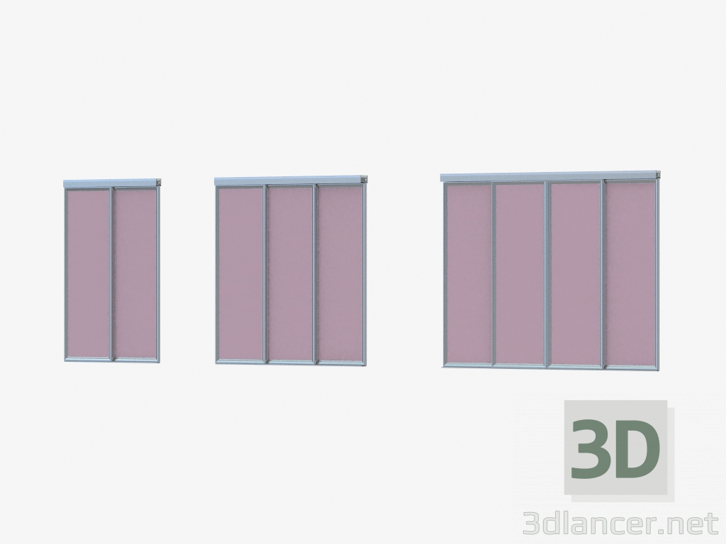 3d model Partición de interroom de A1 (vidrio gris plata) - vista previa