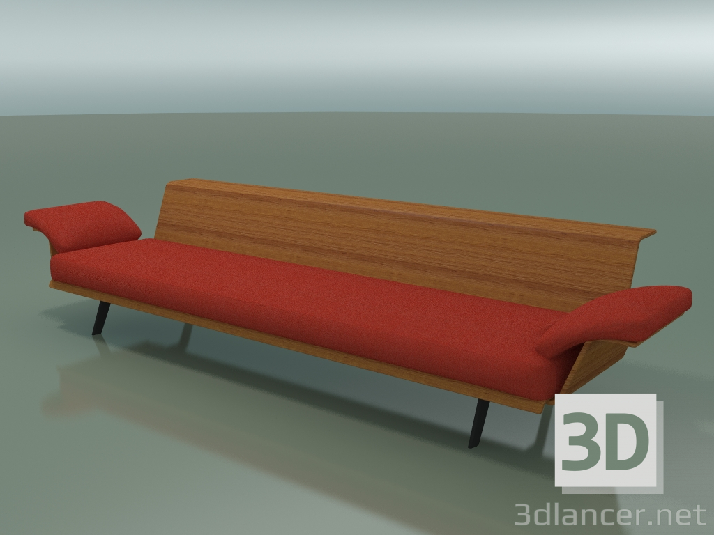 modello 3D Modulo centrale Lounge 4421 (L 270 cm, Effetto teak) - anteprima