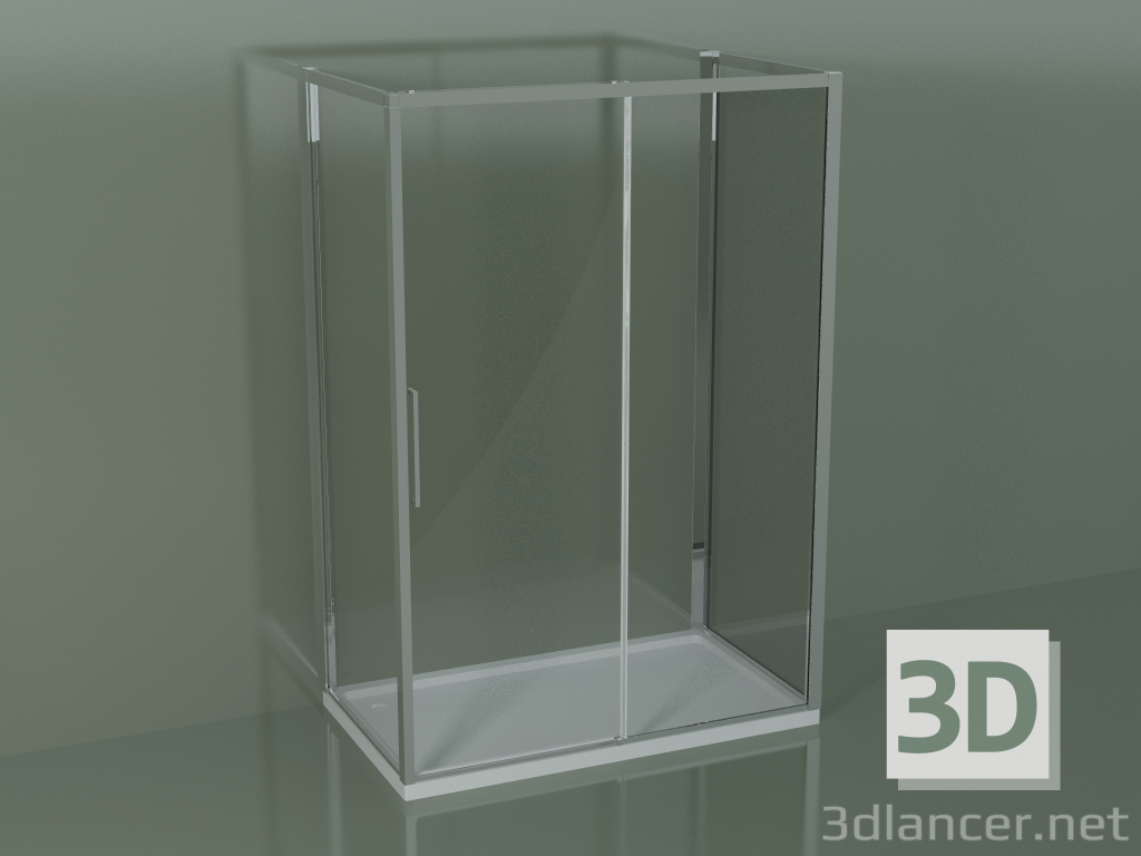 modello 3D Box doccia 3 lati ZG + ZQ + ZF 140 con porta scorrevole centrale - anteprima