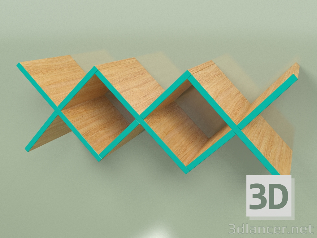 Modelo 3d Prateleira para sala de estar Woo Shelf long (turquesa) - preview