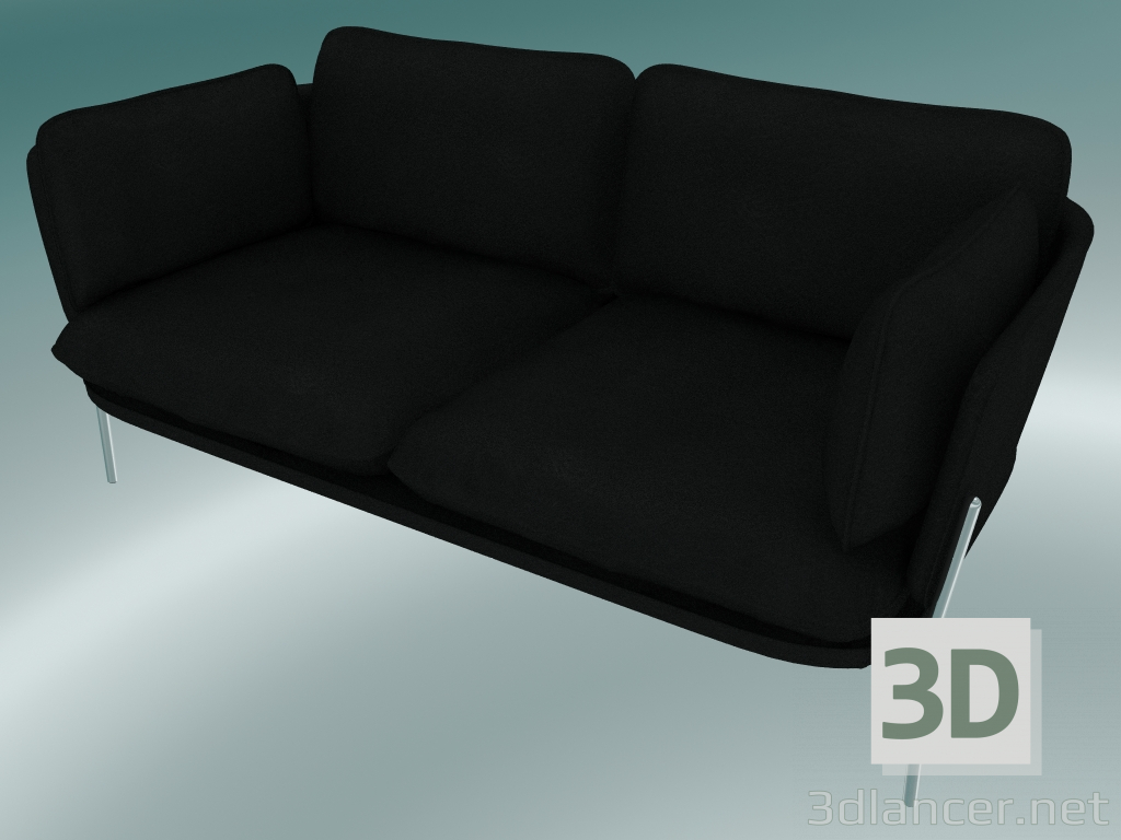 3d model Sofa Cloud (LN2, 84x168 H 75cm, Patas cromadas, Cuero - Seda negra) - vista previa