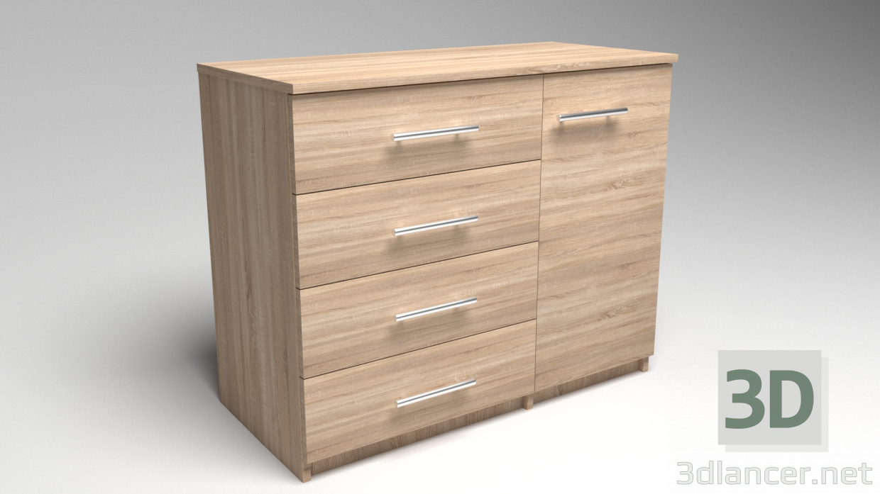 3d Particleboard chest with door model buy - render