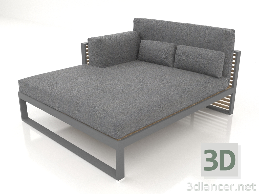 modèle 3D Canapé modulable XL, section 2 gauche, dossier haut (Anthracite) - preview