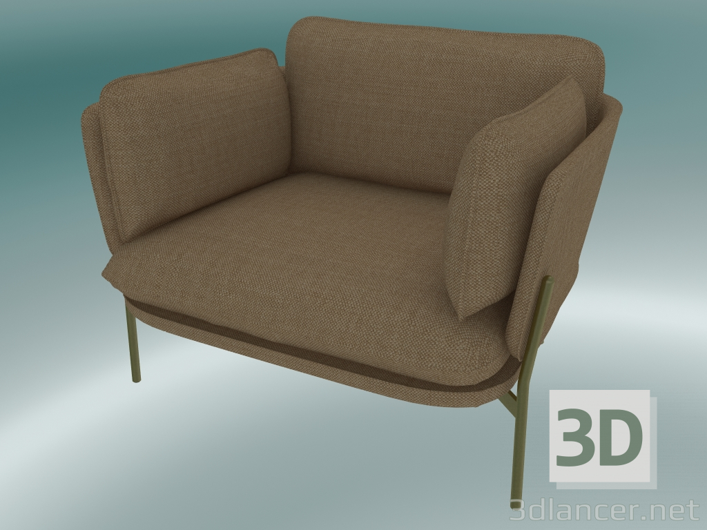 modello 3D Poltrona Cloud (LN1, 84x100 N 75cm, gambe bronzate, Hot Madison 495) - anteprima