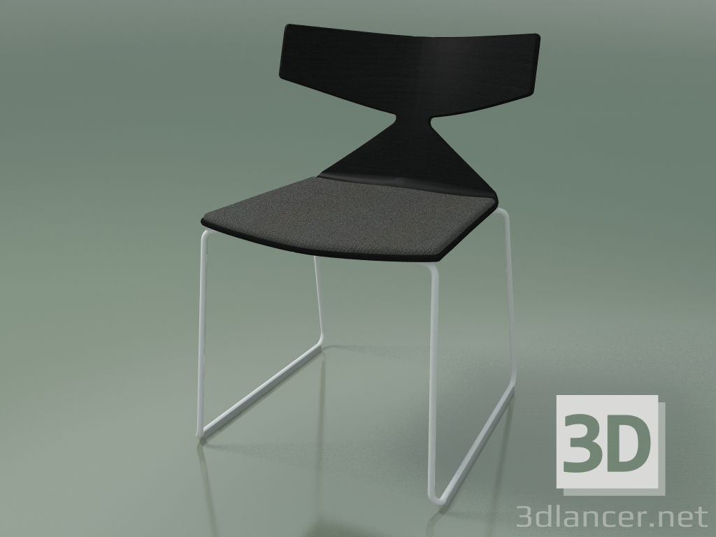 3d model Silla apilable 3711 (en trineo, con almohada, negro, V12) - vista previa