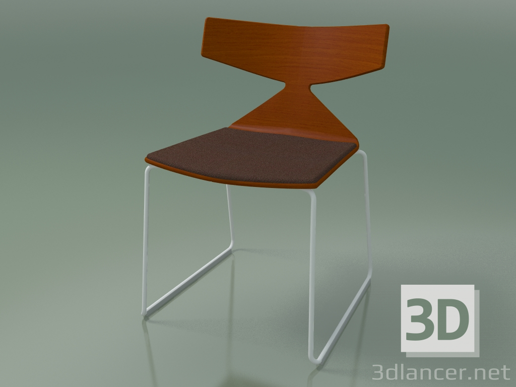 3d model Silla apilable 3711 (en trineo, con almohada, naranja, V12) - vista previa