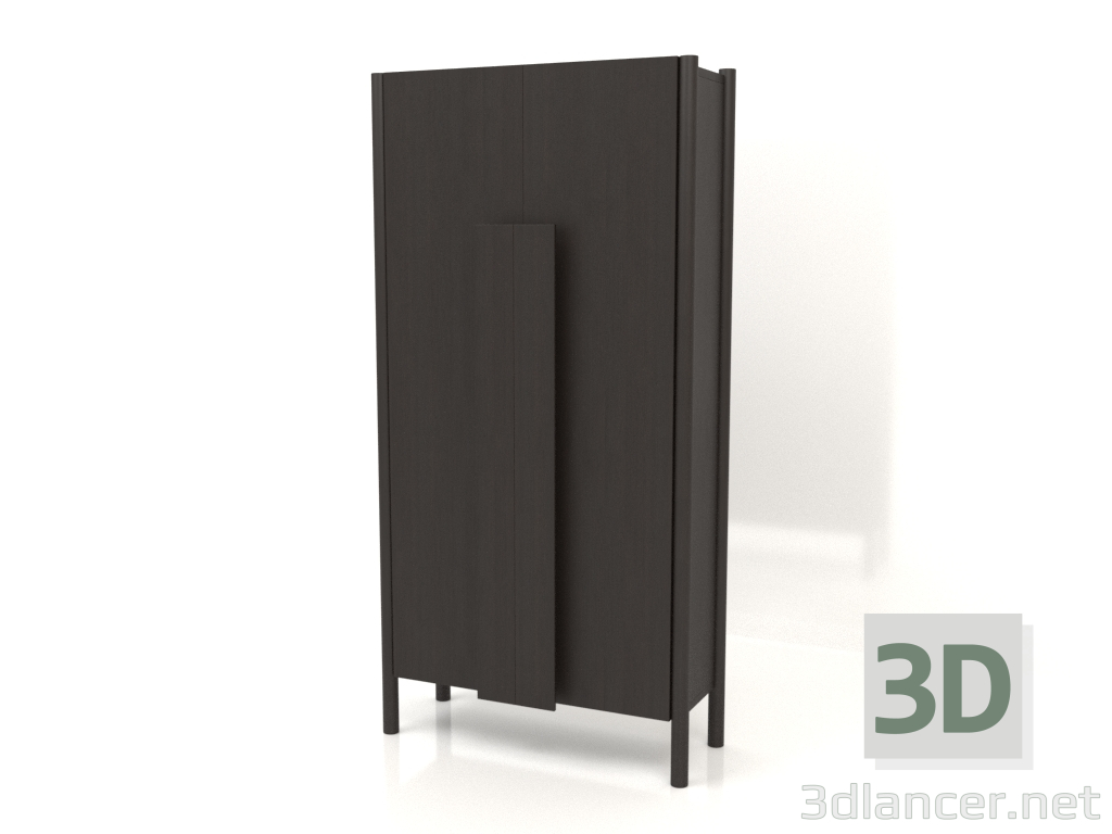 3D Modell Kleiderschrank mit langen Griffen (ohne Rundung) B 01 (800x300x1600, Holzbraun dunkel) - Vorschau