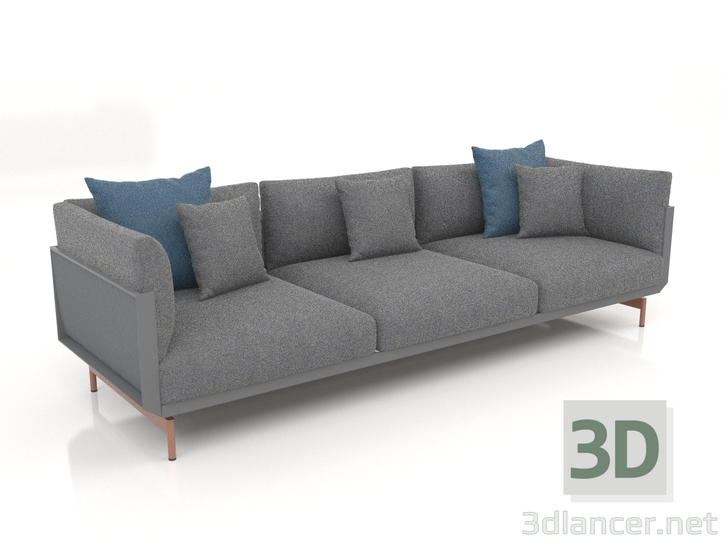 modello 3D Divano 3 posti (Antracite) - anteprima