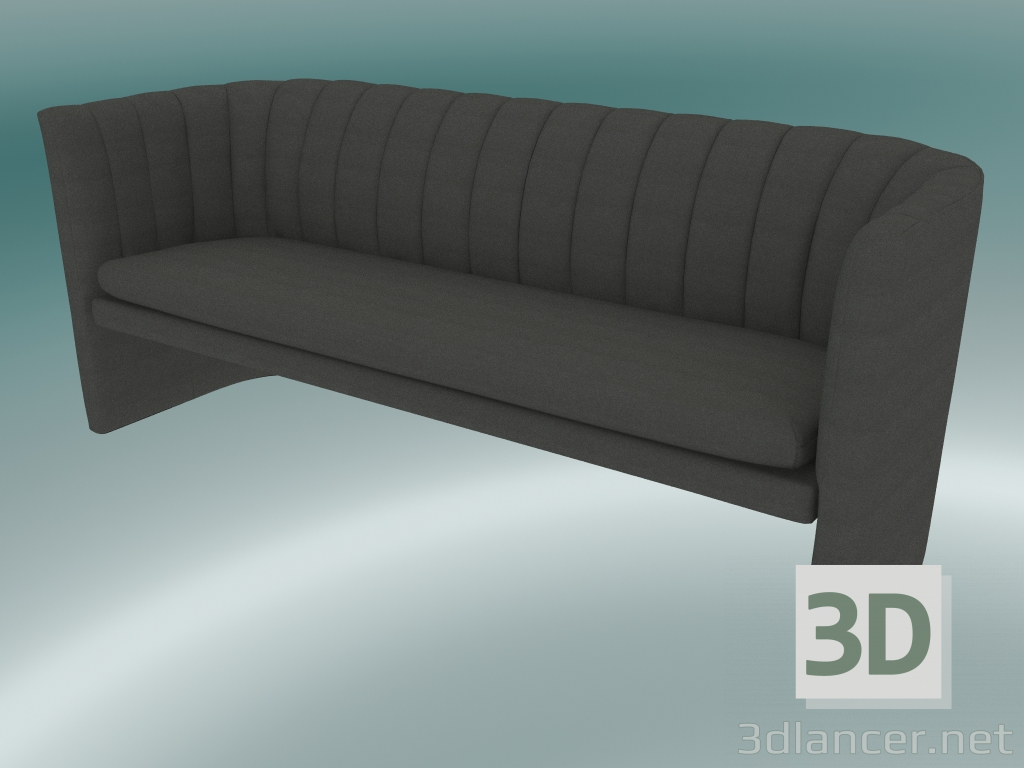 3D modeli Kanepe üçlü Loafer (SC26, H 75cm, 185x65cm, Kadife 12 Kül) - önizleme