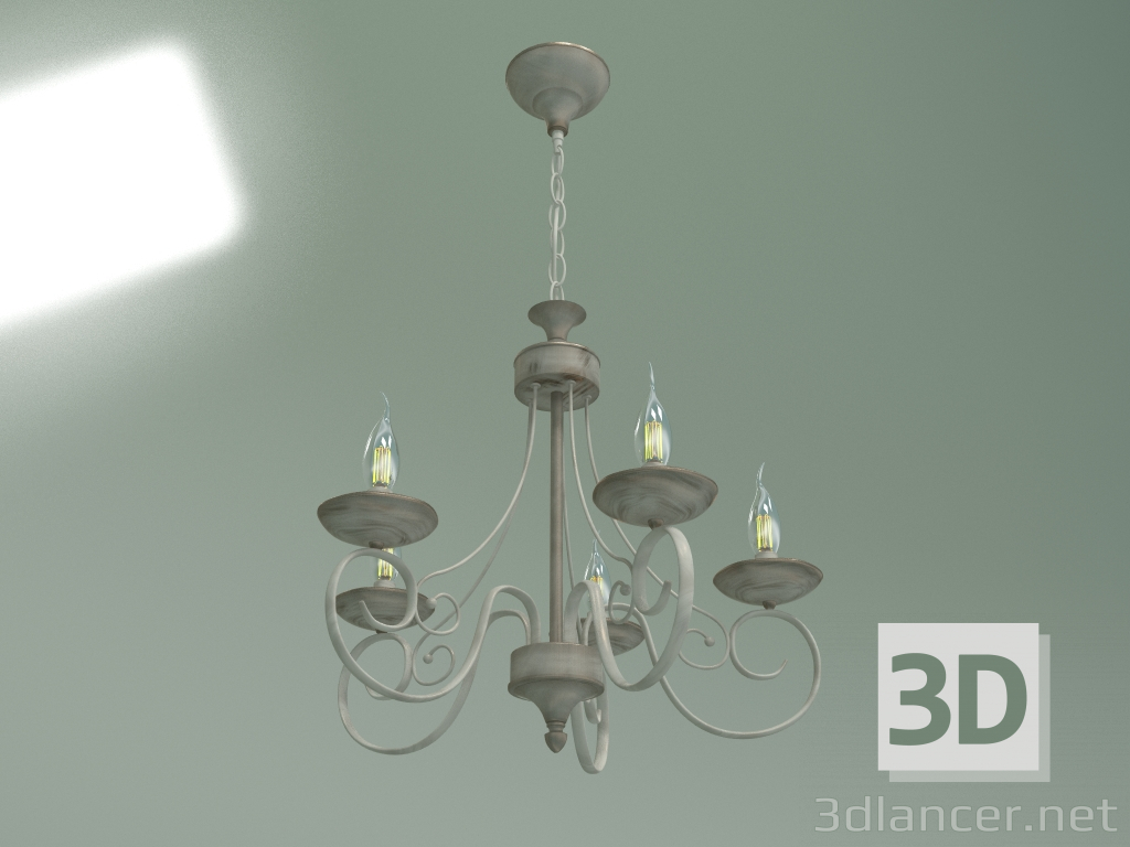 modello 3D Lampadario a sospensione 22404-5 (bianco con oro) - anteprima