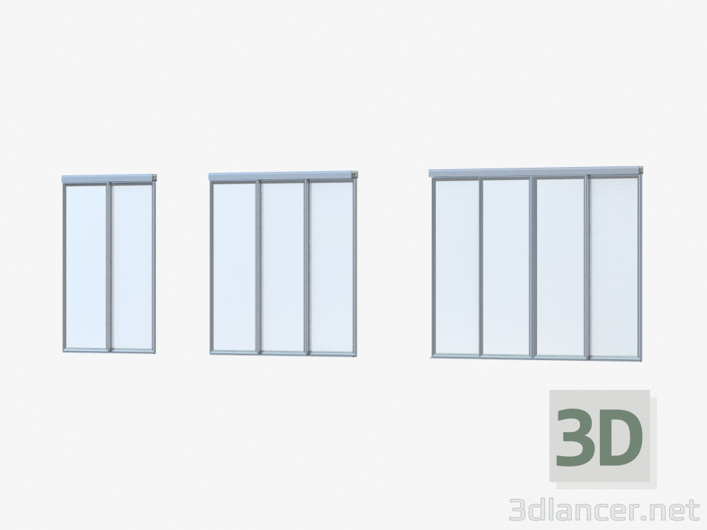 Modelo 3d Partição Interroom de A1 (vidro branco prateado) - preview