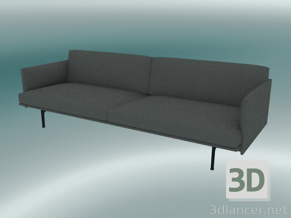 3D Modell Sofa Triple Outline (Remix 163, Schwarz) - Vorschau