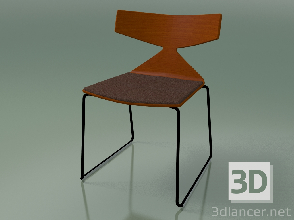 3D Modell Stapelbarer Stuhl 3711 (auf einem Schlitten mit Kissen, Orange, V39) - Vorschau