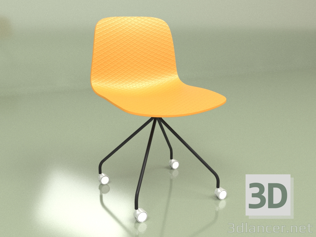 modèle 3D Chaise Glide sur roulettes (orange) - preview