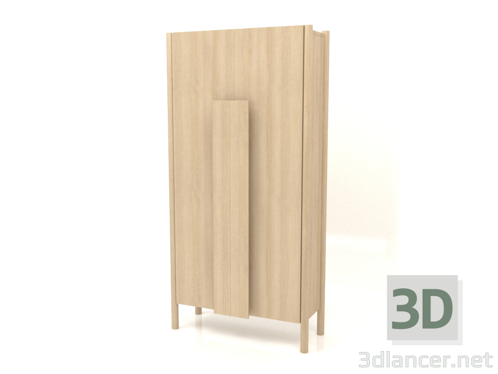 modello 3D Armadio con maniglie lunghe (senza arrotondamento) L 01 (800x300x1600, legno bianco) - anteprima