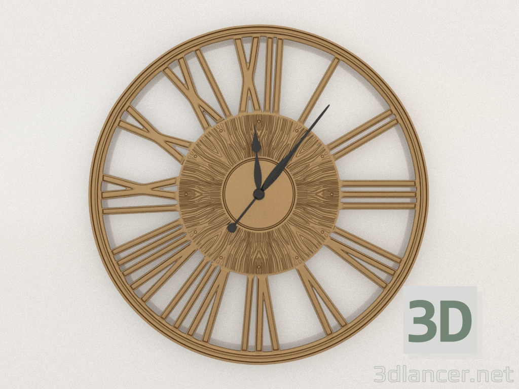 3D Modell Wanduhr GRACEFUL (Gold) - Vorschau