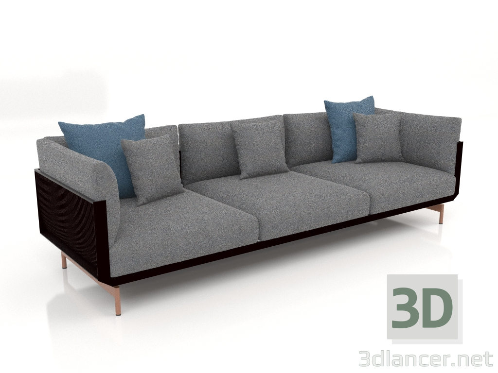 3d model Sofá 3 plazas (Negro) - vista previa