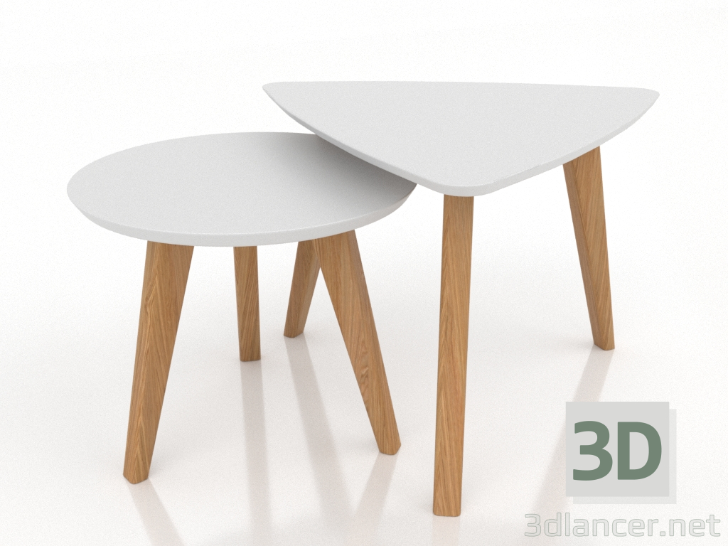 modello 3D Set di tavolini da caffè (rovere naturale) - anteprima modello 3D Set di tavolini da caffè (rovere naturale) - anteprima