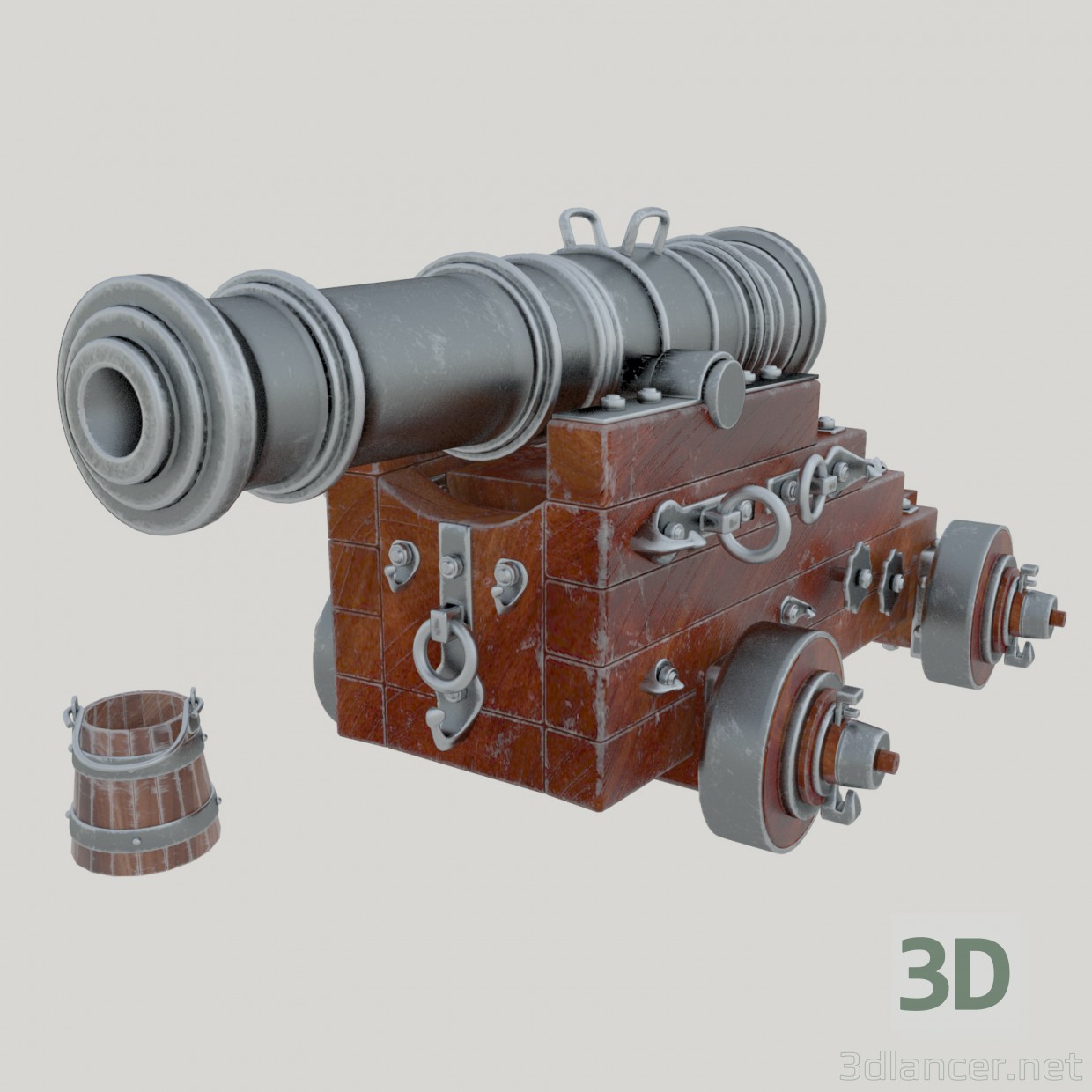 3d Naval gun "Unicorn". Vessel cannon Unicorn model buy - render