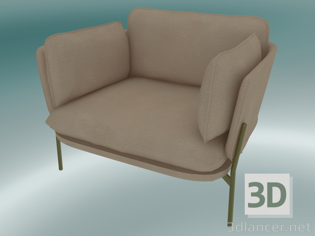 3d model Sillón Cloud (LN1, 84x100 N 75cm, Patas bronceadas, Cuero - Anilina de seda) - vista previa