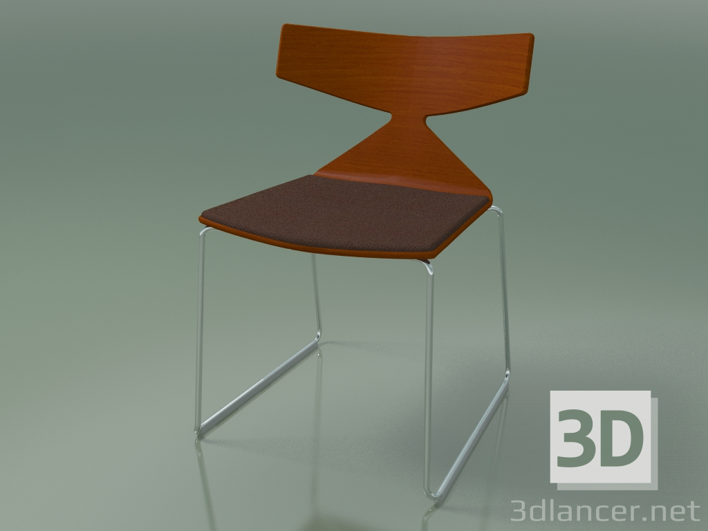 3D Modell Stapelbarer Stuhl 3711 (auf einem Schlitten, mit Kissen, Orange, CRO) - Vorschau