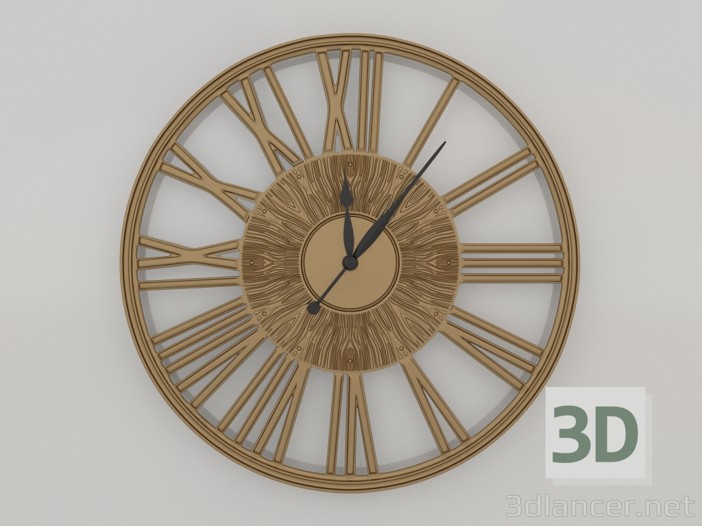 modèle 3D Horloge murale GRACEFUL (or) - preview