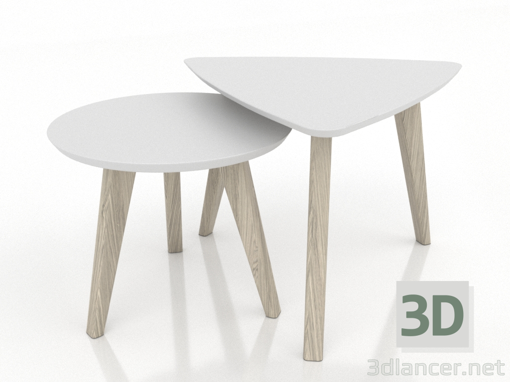 3d model Coffee table set (lightened oak) - preview 3d model Coffee table set (lightened oak) - preview
