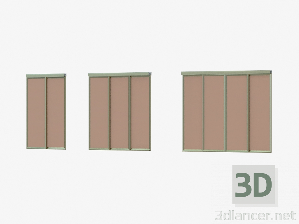 3D modeli Interroom A4 bölme (champan bronza light glass) - önizleme