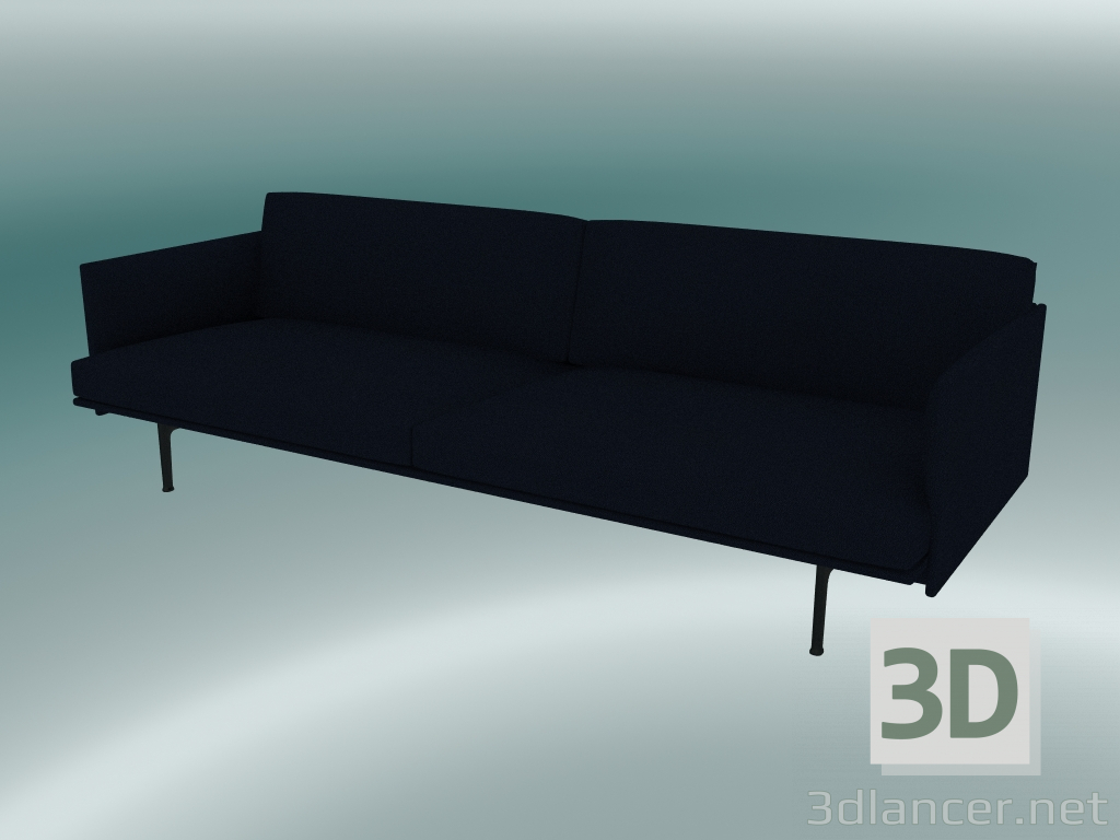 3d model Sofá triple Contorno (Vidar 554, Negro) - vista previa